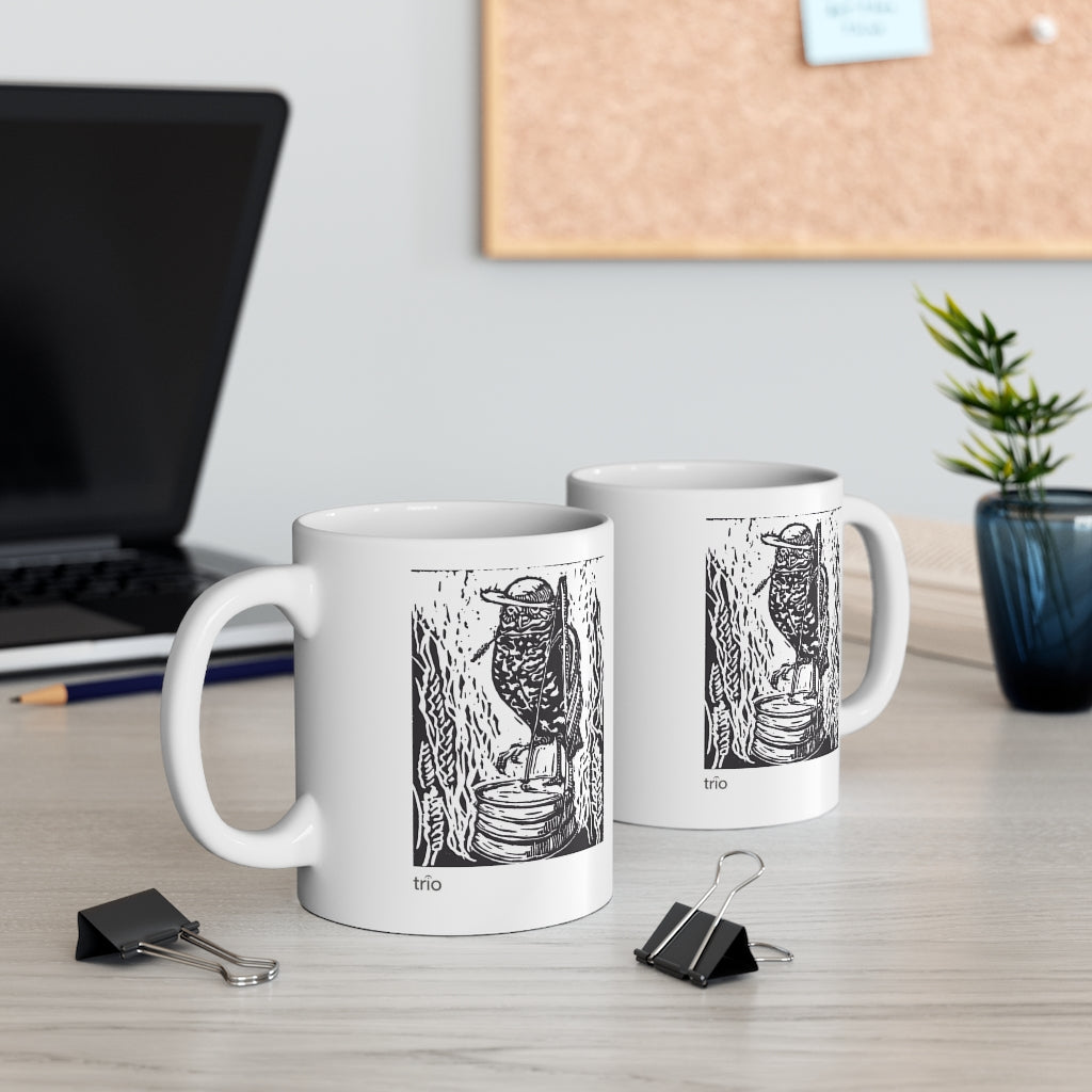 Owl & Washtub Bass Ceramic Mug 11oz