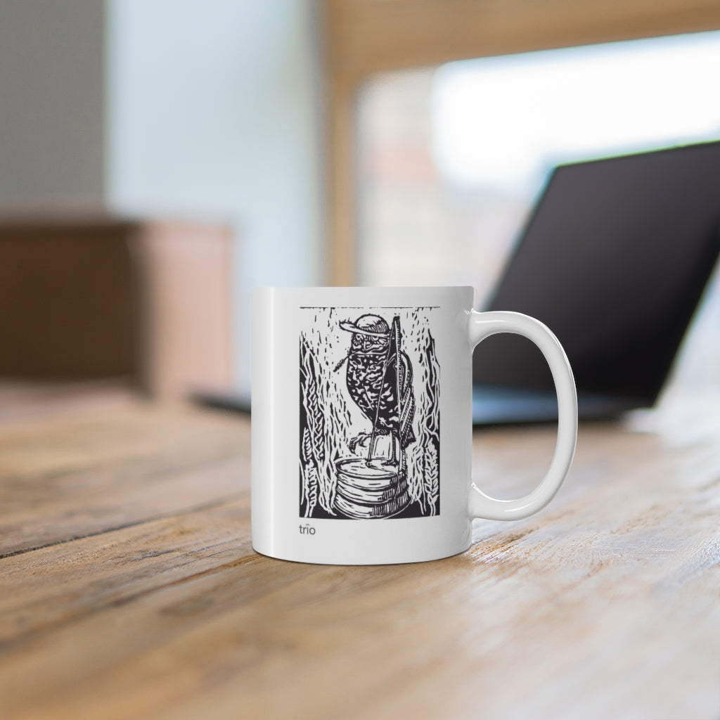 Owl & Washtub Bass Ceramic Mug 11oz