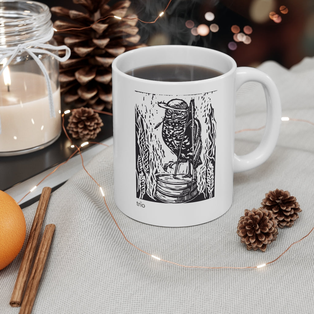 Owl & Washtub Bass Ceramic Mug 11oz